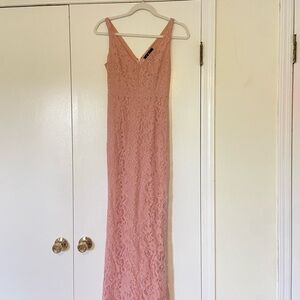 Lulu's Pink Sleeveless V-Neck Sheath Maxi Dress